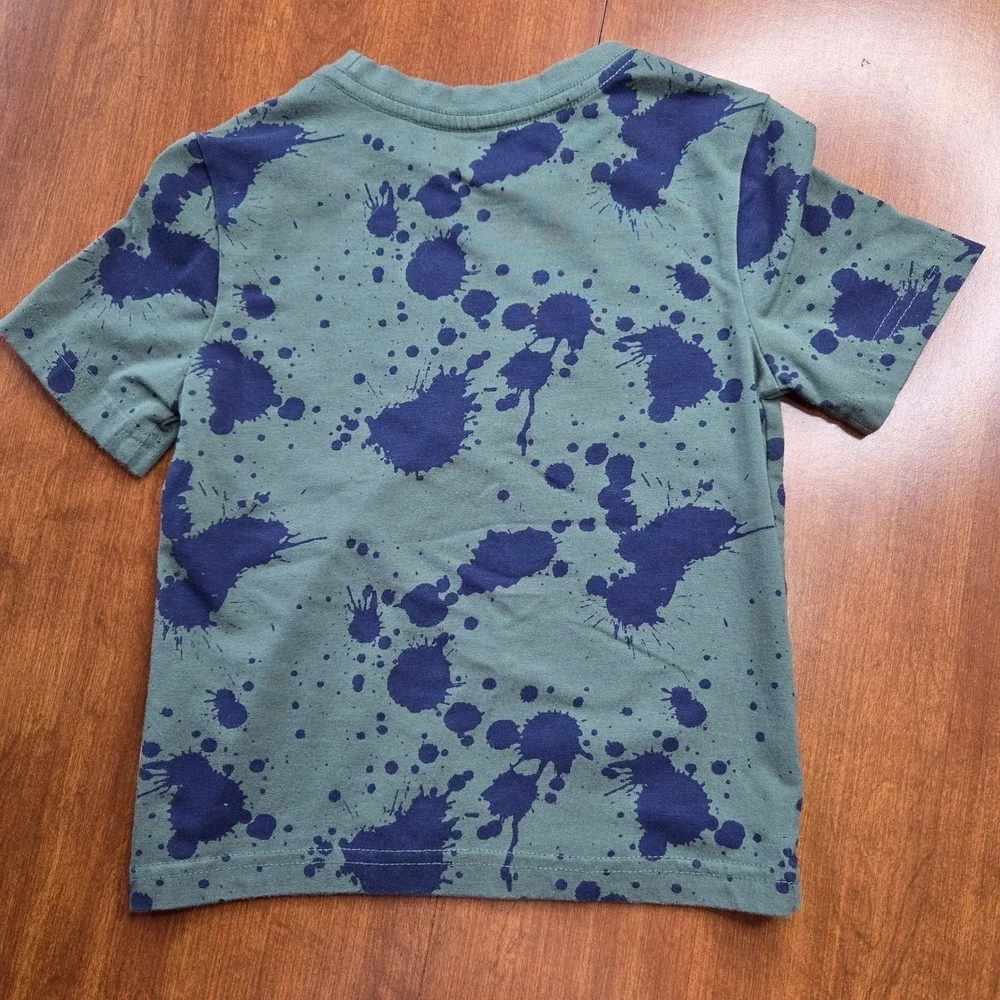 Tommy Bahama T-Shirt XS 4 Green Blue Splatter‎ Paint Art-Inspired Boho Eclectic